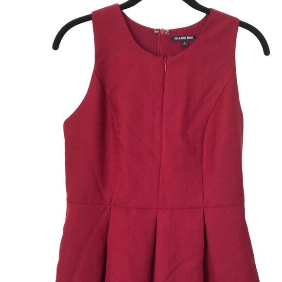 Gianni Bini Womens Dress Size S Red Fit Flare Pleated Dress Textured Sleeveless - Picture 2 of 10